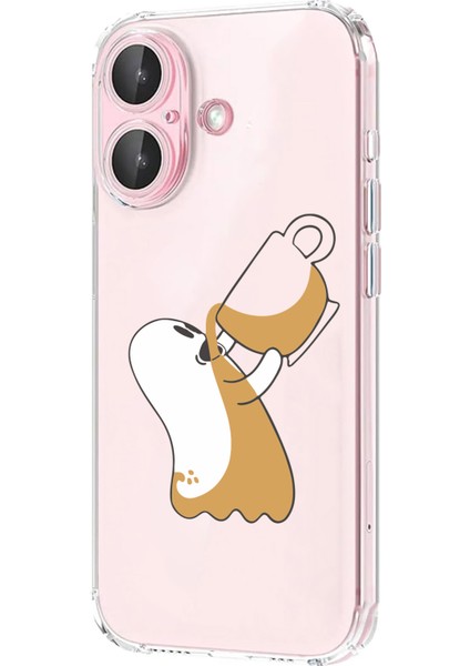 Iphone 16 Plus Uyumlu Desenli Şeffaf Silikon Kılıf MNL30