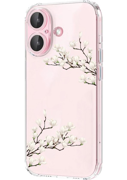 Iphone 16 Plus Uyumlu Desenli Şeffaf Silikon Kılıf Mnl9