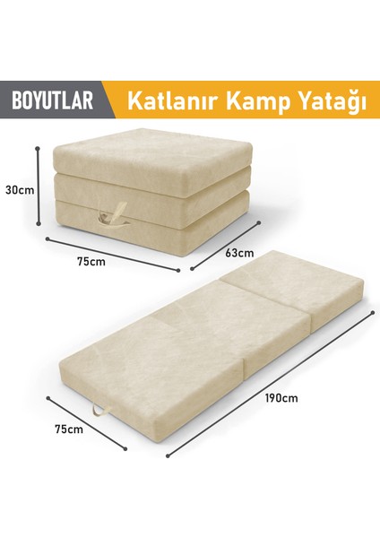 Katlanır Yatak, Kamp Yatağı, Yer Minderi, Kamp Matı, Katlanır Döşek 22 Dens 190X75X10 cm - Bej fiyatları