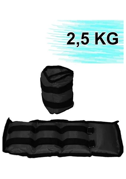 2,5 kg x 2 Adet El Ayak Ağırlığı Seti Kum Torbası 2.5 kg Kas Bilek I Ağırlık 1 Çift Siyah