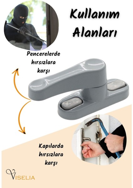 Gri Pencere Emniyet Kilidi 6 Adet Çocuk Hırsız Kilidi Çekmeli Metal Kilit