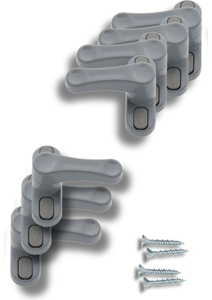 Gri Pencere Emniyet Kilidi 7 Adet Çocuk Hırsız Kilidi Çekmeli Metal Kilit