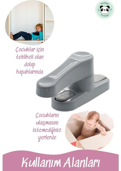 Gri Pencere Emniyet Kilidi 7 Adet Çocuk Hırsız Kilidi Çekmeli Metal Kilit