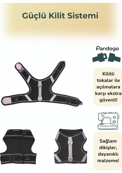 Köpek Tasması Göğüs Boyun Tasma Seti Sevk Kayışlı Terletmeyen Nefes Alan Reflektörlü Tasma