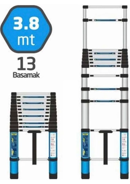 Alüminyum Teleskopik Merdiven 380 cm 13 Basamak ( Original ) fiyatları