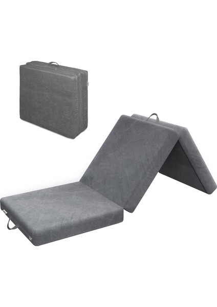 Katlanır Yatak, Misafir, Seyahat, Kamp, Araç, Karavan, Çadır, Yoga 22 Dens 190X65X10 cm - Gri