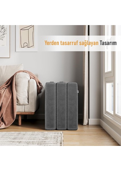 Katlanır Yatak, Misafir, Seyahat, Kamp, Araç, Karavan, Çadır, Yoga 22 Dens 190X65X10 cm - Gri