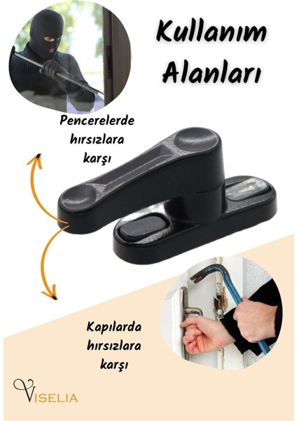 Siyah Pencere Emniyet Kilidi 7 Adet Çocuk Hırsız Kilidi Çekmeli Metal Kilit