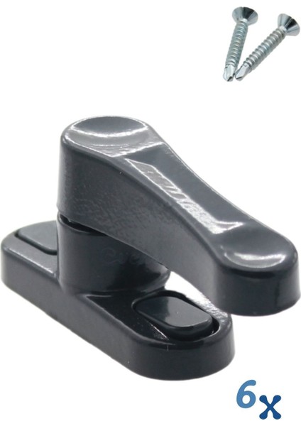 Antrasit Pencere Emniyet Kilidi 6 Adet Çocuk Hırsız Kilidi Çekmeli Metal Kilit