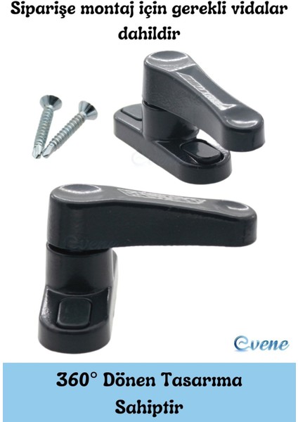 Antrasit Pencere Emniyet Kilidi 6 Adet Çocuk Hırsız Kilidi Çekmeli Metal Kilit