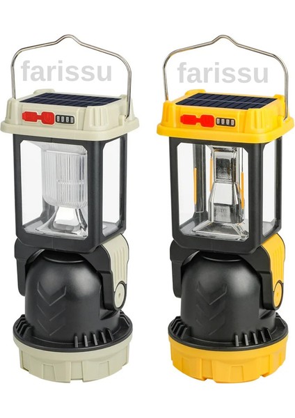 Çok Fonksiyonlu Şarjlı Kamp Lambası Feneri - Güneş Enerjili, Powerbank Özellikli, 4 Modlu, Suya Dayanıklı