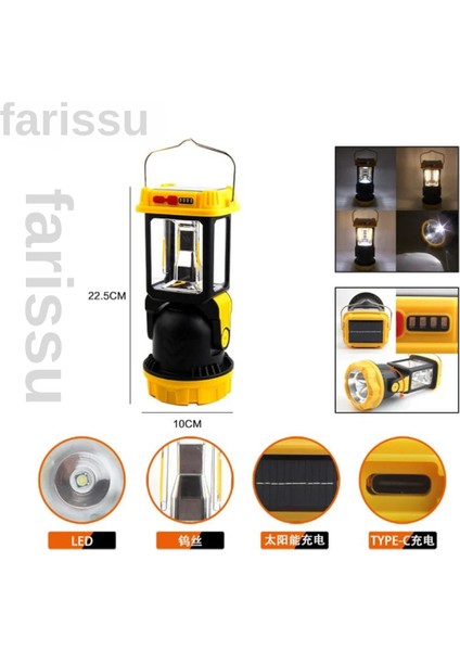 Çok Fonksiyonlu Şarjlı Kamp Lambası Feneri - Güneş Enerjili, Powerbank Özellikli, 4 Modlu, Suya Dayanıklı fiyatları