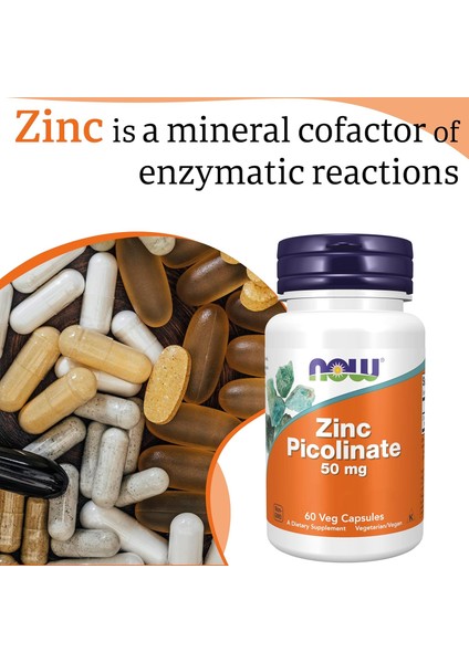 Zinc Picolinate 50 mg 120 Veg Caps Çinko Pikolinat Mineral Güçlü Immune