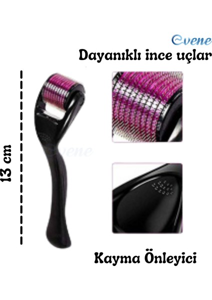 Dermaroller Cilt Saç Yüz Bakımı Saklama Kaplı 540 Iğneli + Jade Roller Yüz Masaj Aleti Seti modelleri