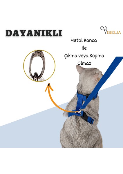 Kedi Tasması Boyun Göğüs Ayarlanabilir Sevk Kayışlı Gezdirme Seti modelleri