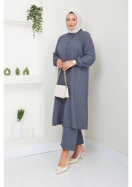 Kadın Büyük Beden Uzun Ikili Tesettür Tunik Takım
