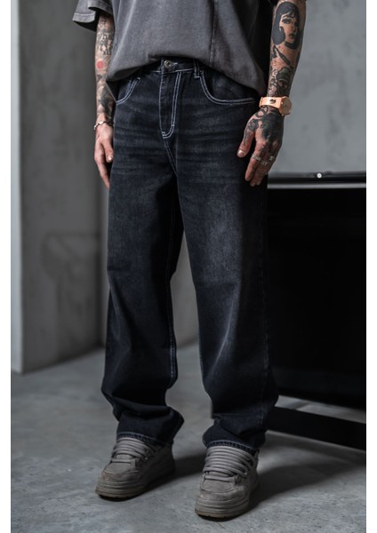 Füme Erkek Baggy Kot Pantolon Bol Paça fırsatları