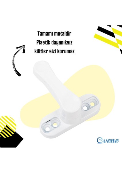 Beyaz Pencere Emniyet Kilidi 2 Adet Çocuk Hırsız Kilidi Çekmeli Metal Kilit