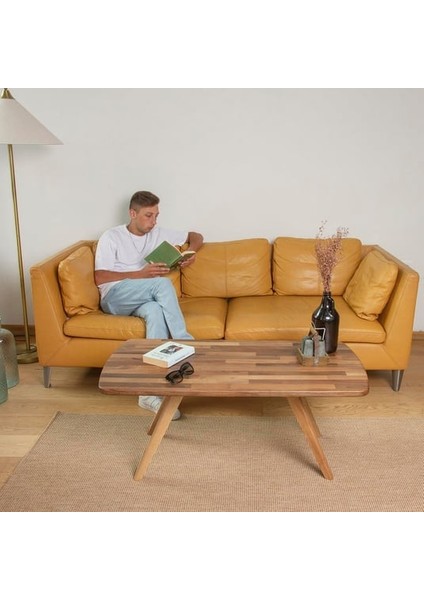 Cross Masif Ceviz Ahşap Tasarım Orta Sehpa