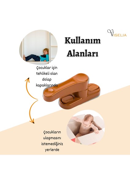 Açık Kahverengi Pencere Emniyet Kilidi 4 Adet Çocuk Hırsız Kilidi Çekmeli Metal Kilit modelleri