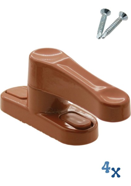 Açık Kahverengi Pencere Emniyet Kilidi 4 Adet Çocuk Hırsız Kilidi Çekmeli Metal Kilit