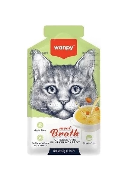 Wanpy Tavuk Etli Bal Kabaklı ve Havuçlu Tahılsız Kedi Çorbası 50 gr