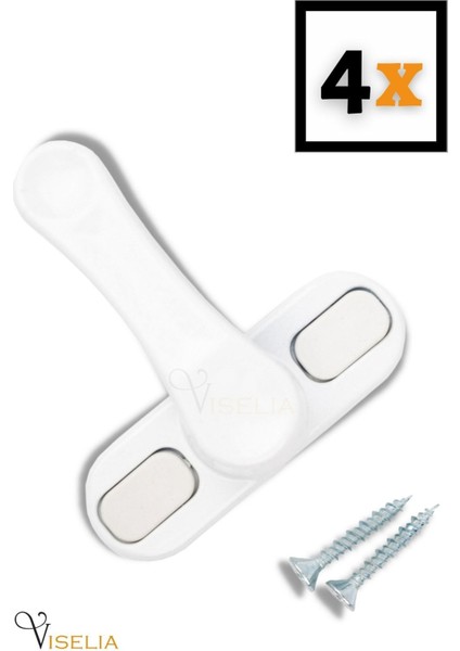 Beyaz Pencere Emniyet Kilidi Çocuk Hırsız Kilidi Çekmeli Pvc 4 Adet