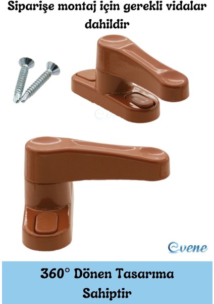 Açık Kahverengi Pencere Emniyet Kilidi 4 Adet Çocuk Hırsız Kilidi Çekmeli Metal Kilit