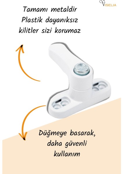 Pencere Emniyet Kilidi Çocuk Kilidi Düğmeli Pvc 7 Adet