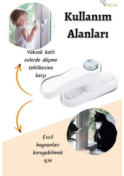 Pencere Emniyet Kilidi Çocuk Kilidi Düğmeli Pvc 7 Adet