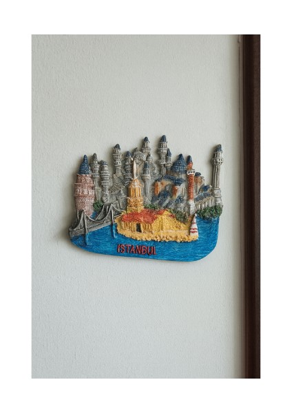Vintage Istanbul Simgeleri 3 Boyutlu El Boyaması Dekoratif Duvar Süsü Pano – Küçük Boy modelleri