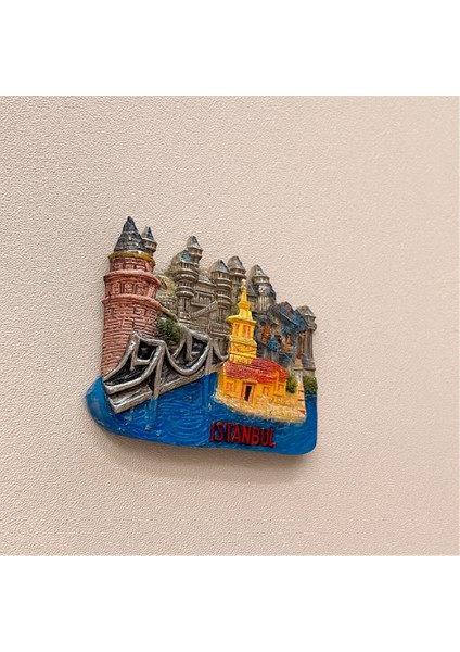 Vintage Istanbul Simgeleri 3 Boyutlu El Boyaması Dekoratif Duvar Süsü Pano – Küçük Boy fırsatları