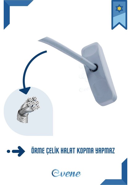 Gri Pencere Kilidi 4 Adet Halatlı Çocuk Güvenlik Emniyet Pimapen Pvc Kapı Bebek Kilit