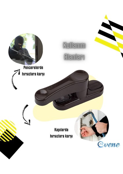 Koyu Kahverengi Pencere Emniyet Kilidi Çocuk Hırsız Kilidi Çekmeli Metal Kilit 2 Adet