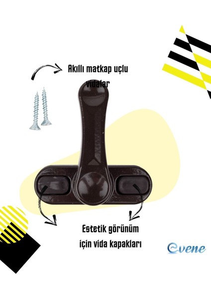 Koyu Kahverengi Pencere Emniyet Kilidi Çocuk Hırsız Kilidi Çekmeli Metal Kilit 2 Adet