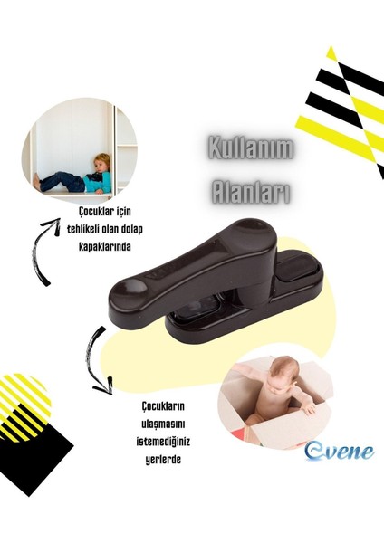 Koyu Kahverengi Pencere Emniyet Kilidi Çocuk Hırsız Kilidi Çekmeli Metal Kilit 2 Adet