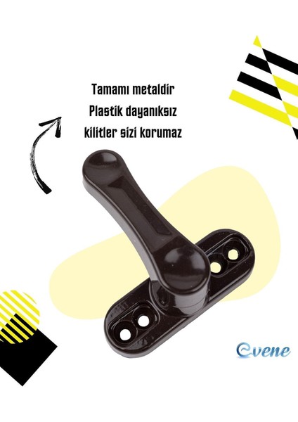 Koyu Kahverengi Pencere Emniyet Kilidi Çocuk Hırsız Kilidi Çekmeli Metal Kilit 2 Adet