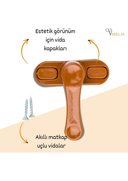 Açık Kahverengi Pencere Emniyet Kilidi 7 Adet Çocuk Hırsız Kilidi Çekmeli Metal Kilit modelleri