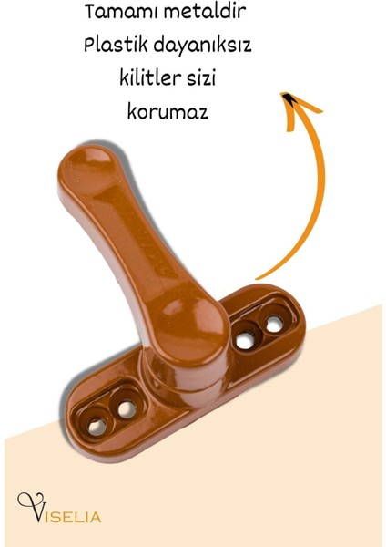 Açık Kahverengi Pencere Emniyet Kilidi 7 Adet Çocuk Hırsız Kilidi Çekmeli Metal Kilit