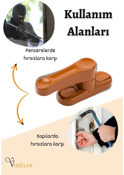 Açık Kahverengi Pencere Emniyet Kilidi 7 Adet Çocuk Hırsız Kilidi Çekmeli Metal Kilit