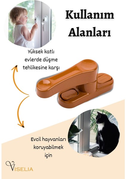 Açık Kahverengi Pencere Emniyet Kilidi 7 Adet Çocuk Hırsız Kilidi Çekmeli Metal Kilit