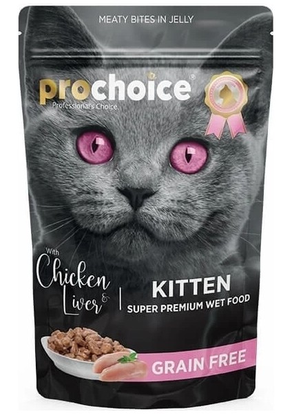 Pro Choice Tahılsız Kitten Tavuk ve Ciğerli Yavru Konserve Kedi Maması 85 gr