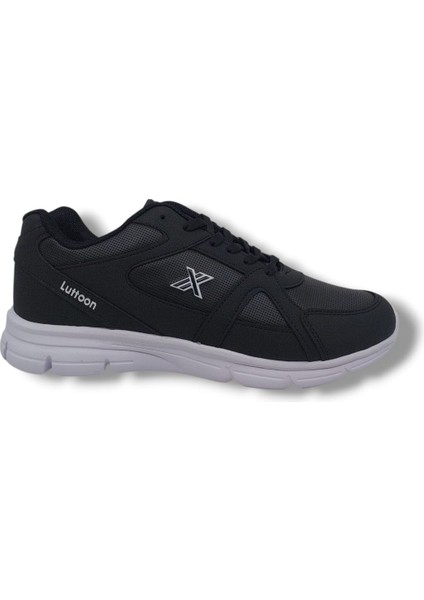 Lutton 350 Unisex Siyah Bağcıklı Yürüyüş Koşu Büyük Numara Spor Ayakkabı 45 46 47 48