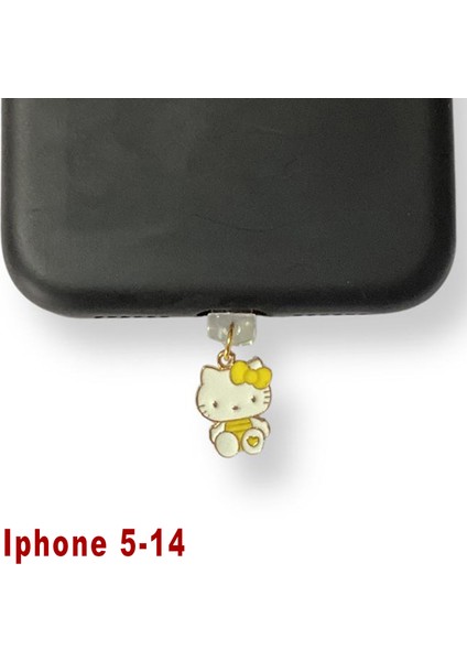 Iphone 5-14 Çelik Takı Figürlü Telefon Şarj Portu Toz Tıpası Toz Tıkacı Charm IPGL9033