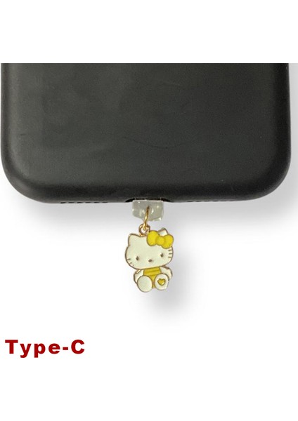 Type-C Çelik Takı Figürlü Telefon Şarj Portu Toz Tıpası Toz Tıkacı Charm IPGL9133