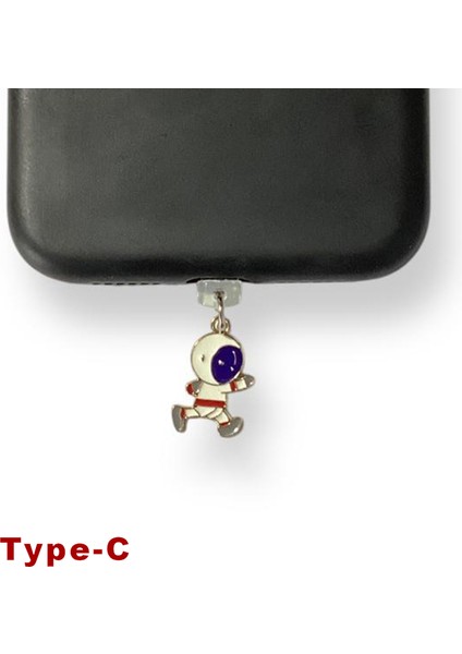 Type-C Çelik Takı Figürlü Telefon Şarj Portu Toz Tıpası Toz Tıkacı Charm IPGL9102