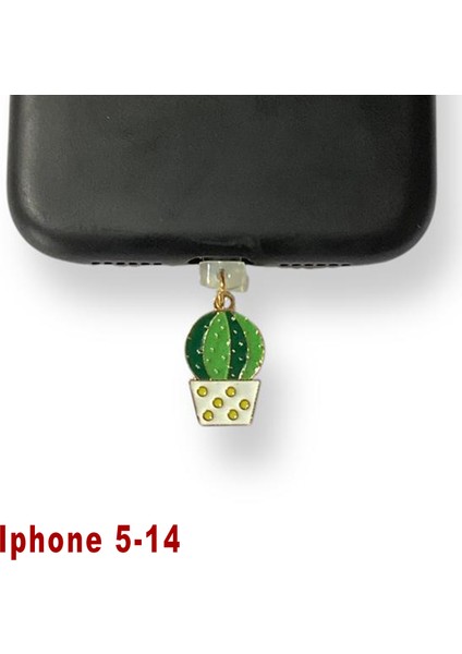Iphone 5-14 Çelik Takı Figürlü Telefon Şarj Portu Toz Tıpası Toz Tıkacı Charm IPGL9009