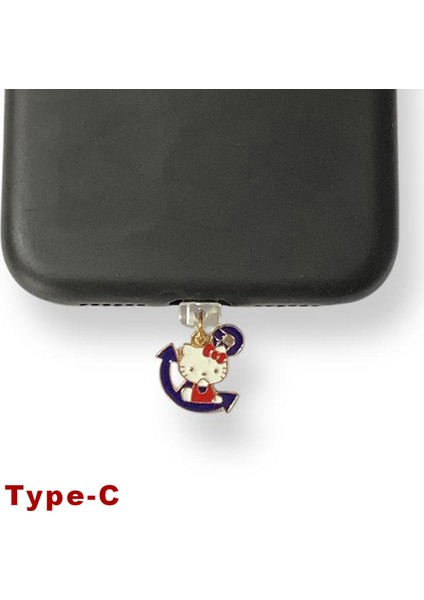Type-C Çelik Takı Figürlü Telefon Şarj Portu Toz Tıpası Toz Tıkacı Charm IPGL9132