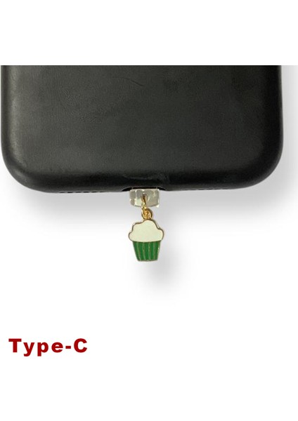 Type-C Çelik Takı Figürlü Telefon Şarj Portu Toz Tıpası Toz Tıkacı Charm IPGL9111