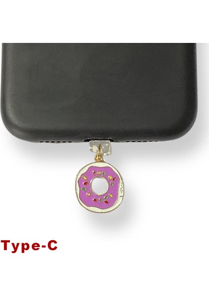 Type-C Çelik Takı Figürlü Telefon Şarj Portu Toz Tıpası Toz Tıkacı Charm IPGL9115